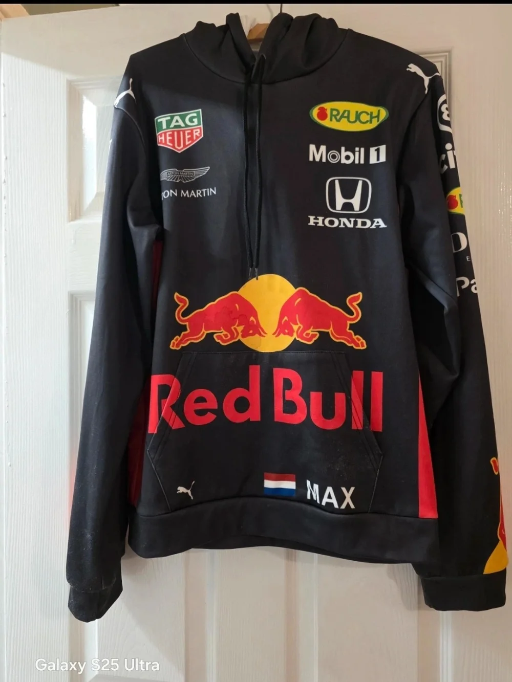 Puma Black Red Bull Racing Hoodie with Red & Yellow Graphics